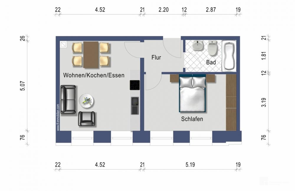 Vorderhaus | Wohnung 03 | 48 m² - VERMIETET